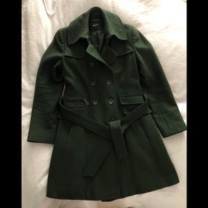 Army Green Wool DKNY Coat, Size 6P